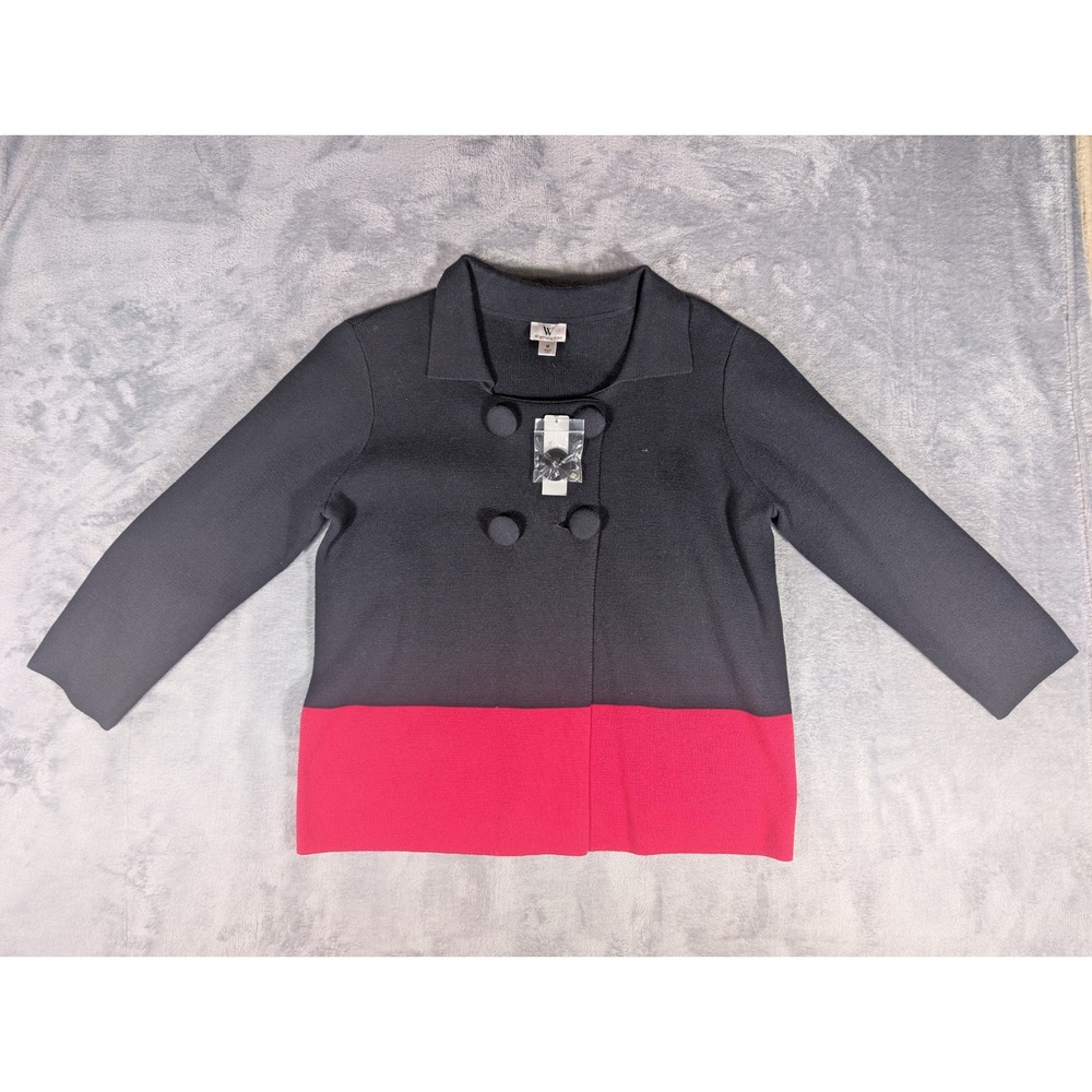 Worthington Cardigan Sweater Womens Medium NWT Color Block Cotton Button Front